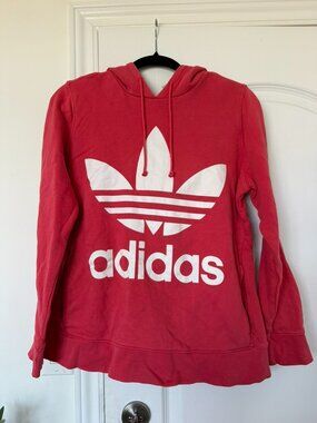 Adidas Originals Red Trefoil Logo Pullover Hoodie Size Medium